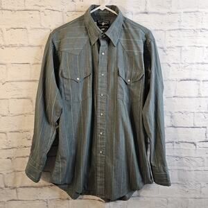 Flying R Ranchwear Men's Western Pearl Snap Shirt USA Cowboy Striped Farmcore